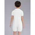 thumbnail image 6 of Sholeno Boys Girls One Piece Special Needs Adaptive Clothing Short Sleeve Romper Easy Dressing Short Leg Jumpsuit White 4, 6 of 7