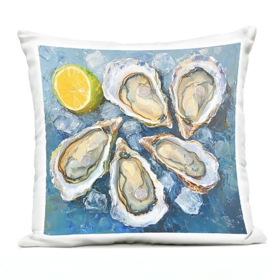 Stupell Industries Lemon & Oysters Seafood Design by LSR Design Studio Outdoor Printed Pillow