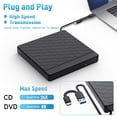 thumbnail image 3 of Unidad externa de CD/DVD Grabadora de CD Auddie USB 3.0 para computadora portátil, 3 of 7