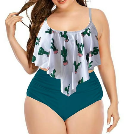 

Raeneomay Sexy swimsuit for Women Discount Clearance Plus Size High Waist Print Casual Swimsuit Bikini Beachwear Swimwear