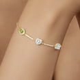 thumbnail image 4 of Gem Stone King 1.77 Ct Green Peridot Sky Blue Aquamarine 18K Yellow Gold Plated Silver Bracelet for Women, 4 of 4