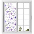 thumbnail image 2 of Purple Spring Floral Window Privacy Film, Pastoral Botanical Watercolor Static Cling UV Sun Blocking Tint Film Heat Control Windows Films for Bedroom Bathroom, Window Stickers 23.6"x59", 2 of 8