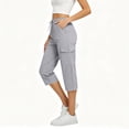 thumbnail image 7 of Lenpel Hiking Cargo Capri Pants for Women Tapered Drawstring Elastic Waist Cropped Trousers Lightweight Solid Color Capris with Pockets, 7 of 7