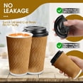 thumbnail image 6 of Lamosi Disposable Paper Cups with Lids 16 oz,Insulated to Go Cup,Ripple Double Wall,Brown 100 Count, 6 of 10