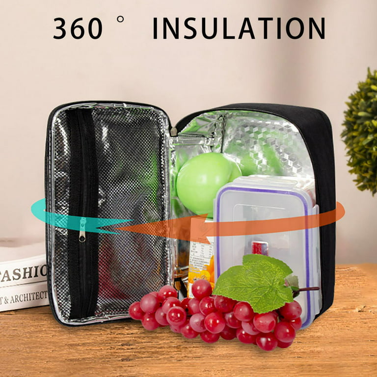 QISIWOLE Small Insulated Lunch box Portable Soft Bag Mini Double Zipper  Cooler Thermal Meal Tote Kit with Handle for Work & School