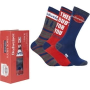 Budweiser This Buds For You - Beer Novelty Fun Crew Socks in Gift Box 3 Pack for Men - One Size Fits All, Multi
