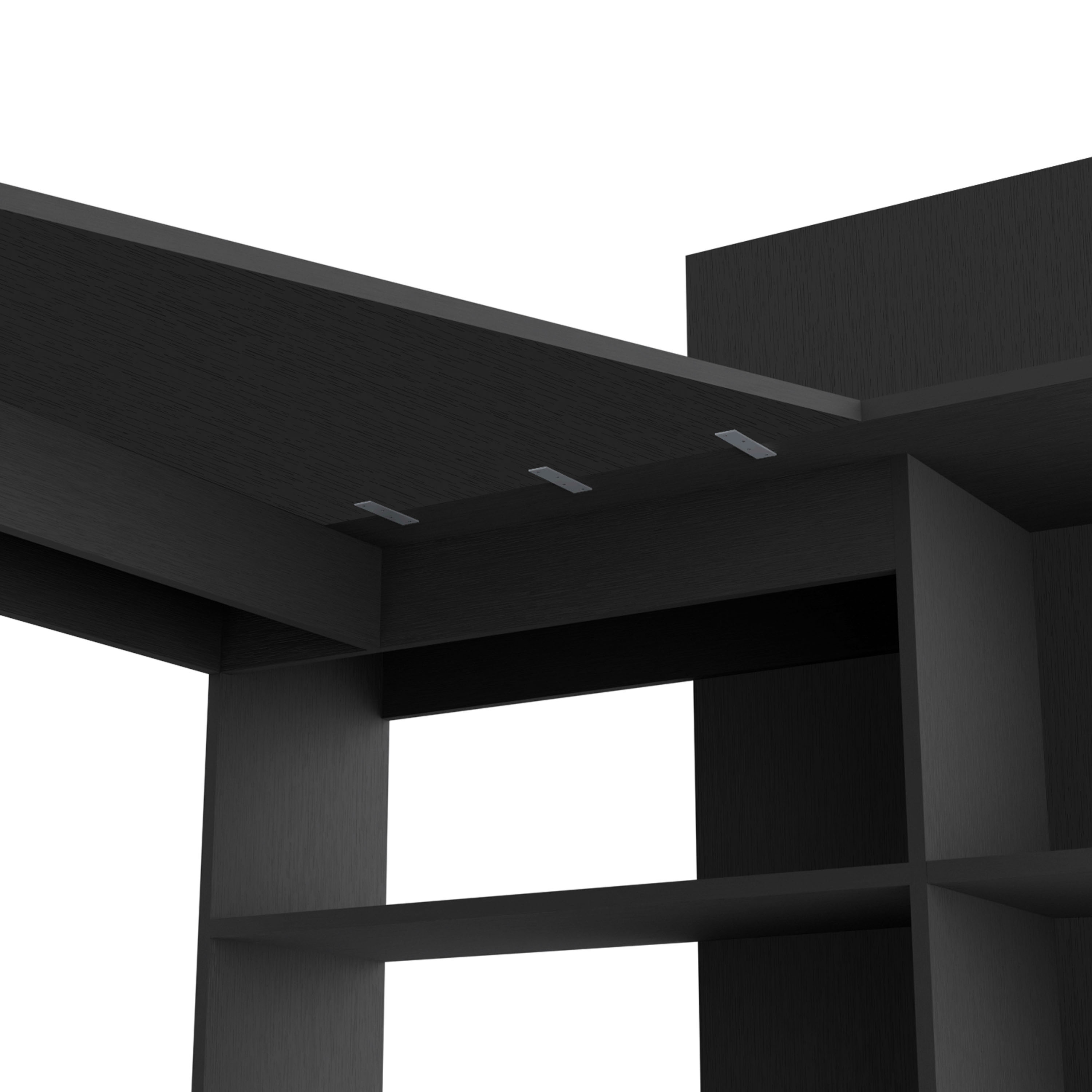 L Shaped Black Computer Desk Mohave with Shelves and Corner Workstation