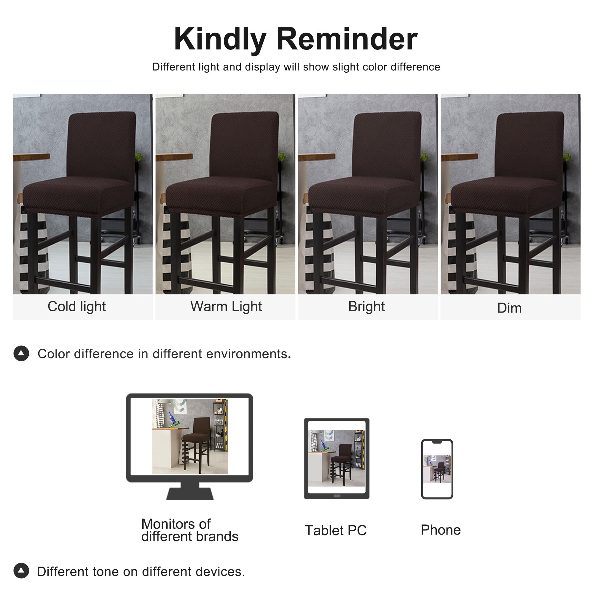 Unique Bargains Bar Stool Covers for Bar Counter Short Back Chair Slipcovers Dark Brown 2 Pcs