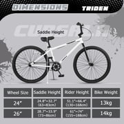 cubsala 24 Inch BMX Race Bike Trident Bicycles Beginner-Level to Advanced Riders with 2 Pegs Trick Cycling and Professional Riding, White
