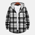 thumbnail image 2 of Camisas s Para Hombre De Vestir Camisa de manga larga con estampado a cuadros informal de otoño e invierno para hombre, blusa de manga larga con cuello encapuchado (Grey, L), 2 of 7