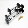 thumbnail image 2 of Bocina de aire de tren de 4 trompetas DYNWAVEMX 150 solenoide eléctrico de 12 camión plateado, 2 of 8