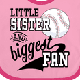 thumbnail image 4 of Inktastic Little Sister and Biggest Baseball Fan Girls Baby Bib, 4 of 4