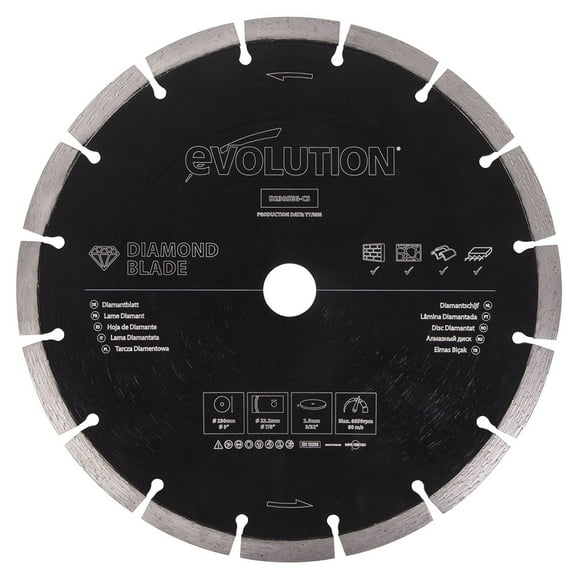Evolution D230SEG-CS | 9 In. | Segmented Edge | 7/8 In. Arbor | Concrete, Stone, Brick Cutting Diamond Blade