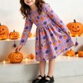 thumbnail image 4 of Vividxx Girl Halloween Dress Pumpkin Print Dress Kids Long Sleeve Party Dress Toddler Fall Party Casual Outfit 7-8 Years, 4 of 5