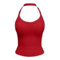 thumbnail image 4 of Leidass Womens Spaghetti Strap Scoop Neck Ribbed Tank Top Cami Shirts Red L, 4 of 5