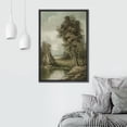 thumbnail image 3 of PixonSign Framed Wall Art Old Cottage Near Forest Tree Lake Floral/Botanical Nature Artwork Farmhouse Oil Paintings Modern Scenery Canvas Prints Contemporary for Rooms - 24"x36" Black, 3 of 5