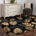 thumbnail image 3 of Area Rugs for Living Room Bedroom, Black Golden Palm Leaf 4'x6' Rug Washable Carpet Runner Indoor Outdoor, Tropical Plant Modern Luxury Non Slip Accent Floor Mats Rug for Kitchen, Office, 3 of 8