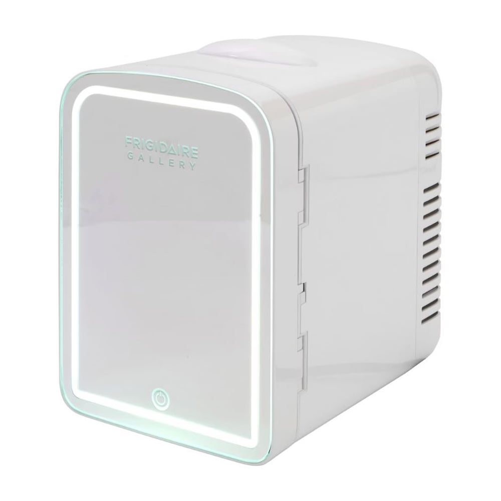 Restored Frigidaire 6-Cans/4L Mini Fridge with Gallery Light Up Mirror EFMIS210-WHITE.DG, Includes 110V home power cord & 12V DC car adapter (Refurbished)