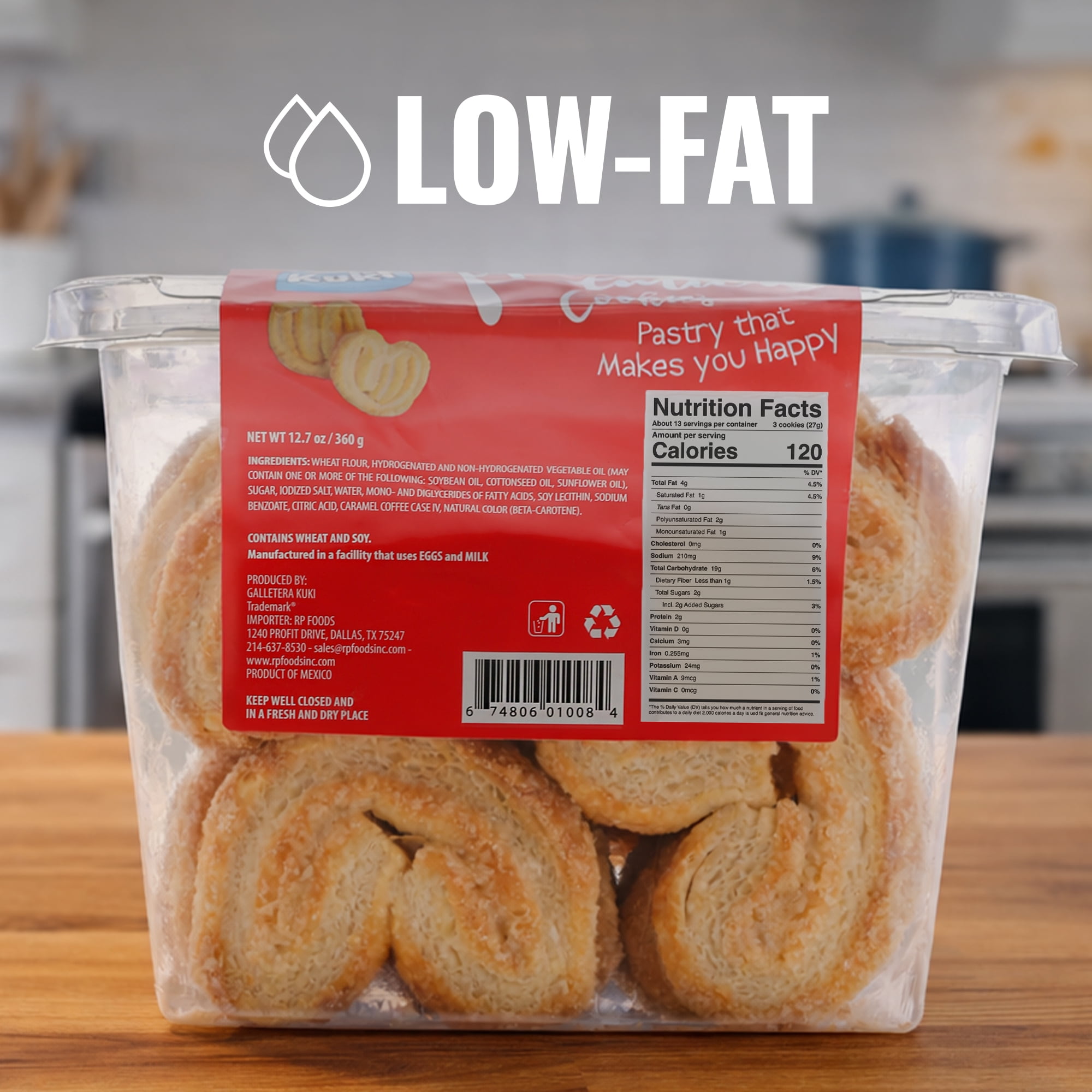 (3 pack) RP Foods Orejita Palmier Baked Cookies, 12.7 oz