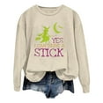thumbnail image 2 of Yes I Can Drive A Stick Halloween Sweatshirts for Women Long Sleeve Crewneck Witch Graphic Sweatshirt Pullover Tops, 2 of 5