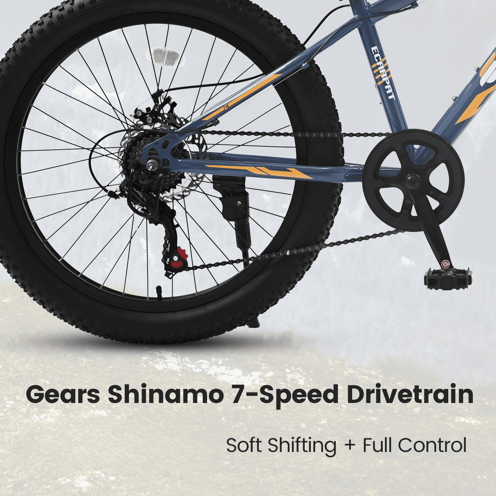FUPOJH 24 Inch Fat Tire Mountain Bike,Shimano 7-Speed,Dual Disc Brakes,for Teens 8-14,Gray