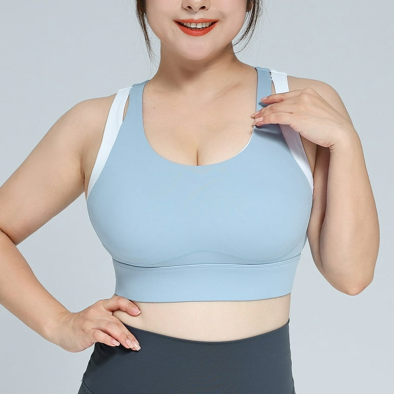 Winter Savings Clearance! Lindreshi Sports Bras for Women Plus Size Women's  Color Fake Two-Piece Sports Underwear Shockproof High-strength Bra Fixed