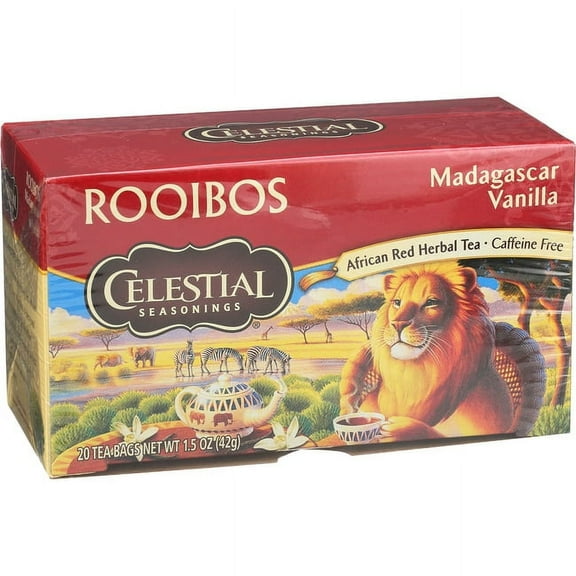 Celestial Seasonings Madagascar Vanilla Rooibos Tea, 20 Ct Tea Bags Pack Of 6