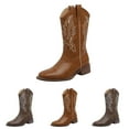 thumbnail image 4 of UngA Boots for Women Cowboy Boots for Women Mid Calf Fashion Cowgirl Boots with Embroidery Western Snip Toe Coffee,5.5, 4 of 7