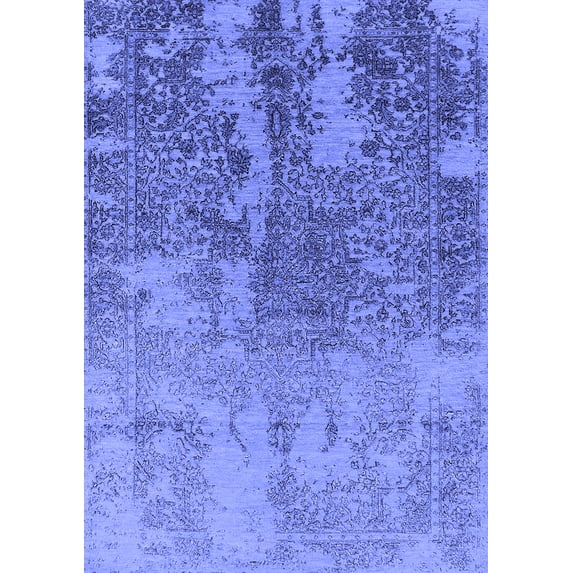 Ahgly Company Machine Washable Indoor Rectangle Oriental Blue Industrial Area Rugs, 2' x 5'