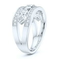 thumbnail image 4 of 8mm Wide Solid Sterling Silver Paved Split Shank Simulated Round and Princess Diamonds Bezel Set Ring Wedding Band (12.5), 4 of 6