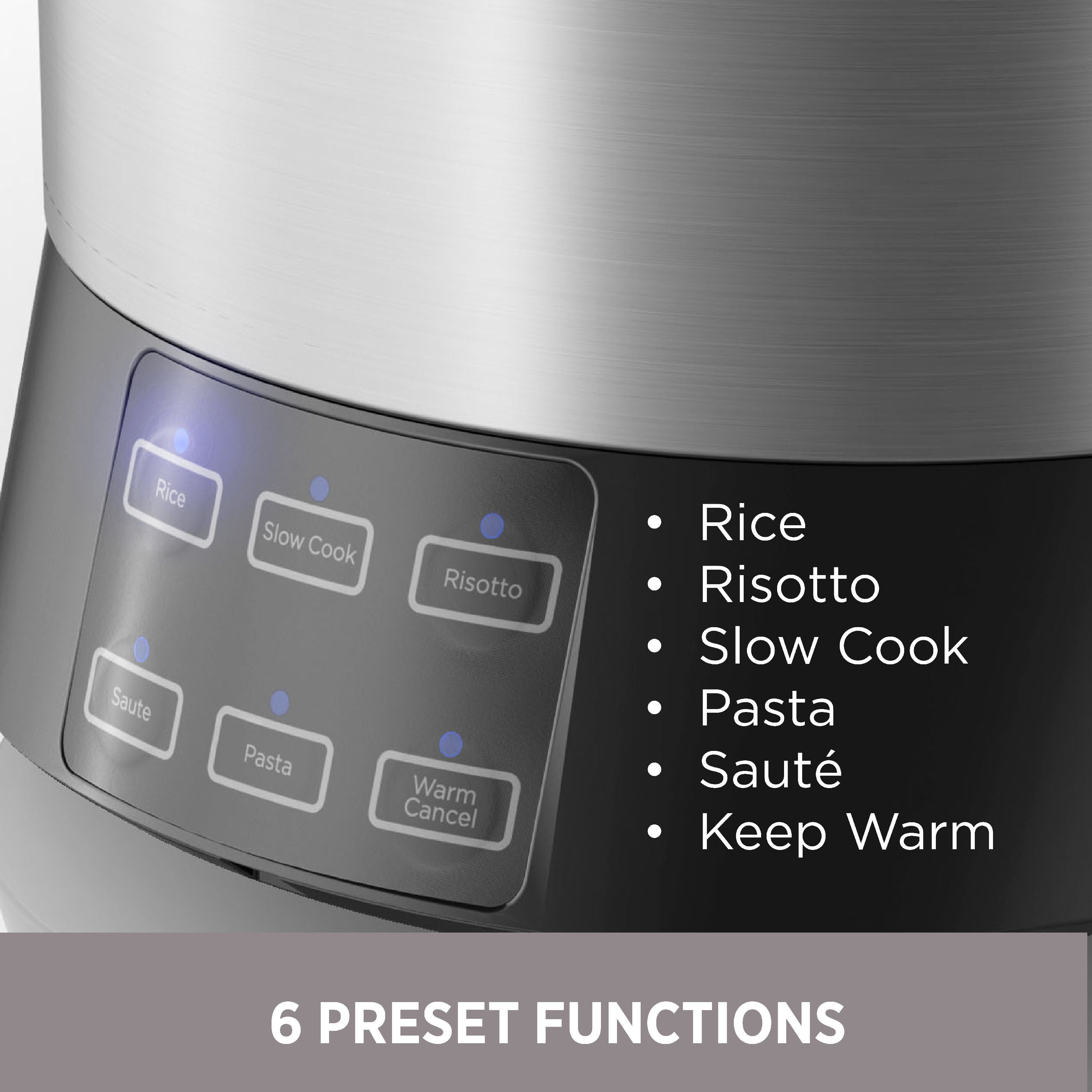 Black + Decker - 6 Function Multi-Cooker / Rice Cooker, Stainless Steel 