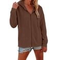 thumbnail image 3 of RUTAYY Women's Hoodies Casual Zip Up with Pockets Drawstring Solid Color Long Sleeve Pullover Soft Comfortable Hooded Sweatshirt Brown, 3 of 6