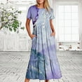 thumbnail image 1 of Robe d'Été pour Femmes 2024 Mode Grande Taille Décontractée Manches Courtes Col Rond Robe Décontractée Fluide à Étages Maxi Robe de Plage avec Poches Robe Imprimée 50 % de Réduction!, 1 of 7
