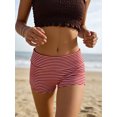 thumbnail image 5 of LMLYSoH Women's Fold Over Shorts Casual Slim Fit Stylish Striped Elastic Mid Rise Shorts, 5 of 8