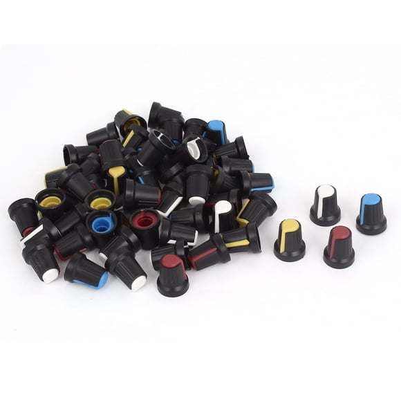 Perilla de control de volumen de potenciómetro con agujero de 6 mm, tapa de eje estriado, 60 piezas