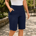 thumbnail image 5 of Women’s High Waisted Bermuda Shorts with Pockets, Stretch Casual Long Shorts, Soft Comfortable Athletic Workout Shorts for Yoga, Running, Lounge and Everyday Wear, 5 of 9