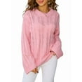 thumbnail image 2 of Womens Sweaters Knit Crew Neck Casual Long Sleeve Fall Tunic Sweater Tops Pink L, 2 of 9