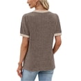 thumbnail image 3 of Womens Short Sleeve Sweater Textured Tunic Tops 2026 Spring Summer Business Casual Blouse Khaki 2XL, 3 of 5