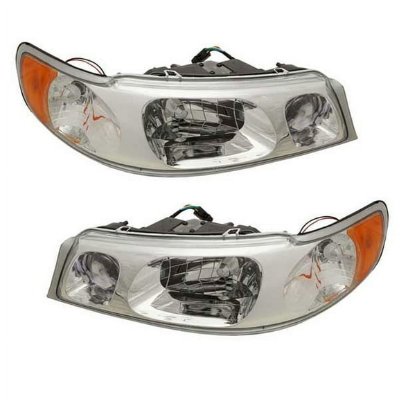 For 98-02 Lincoln Town Car Headlight Headlamp Front Head Light w/Bulb SET PAIR