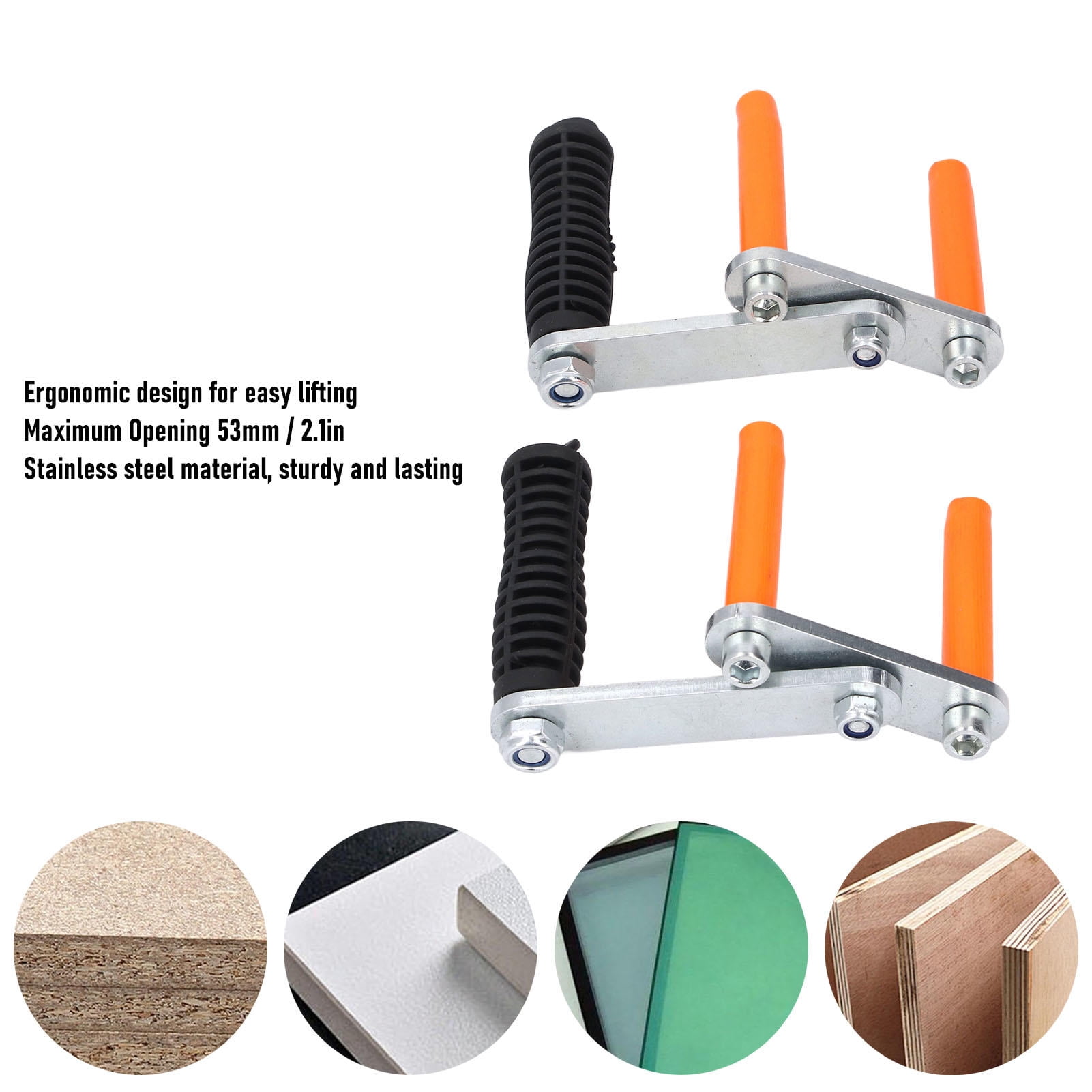 Yajisi 2‑Pack 115 kg Panel Clamp Carrier – Lightweight 420 SS Lifter for Drywall, Glass, Tile & Plywood – Ergonomic, 53 mm Clamp, 1 kg Each