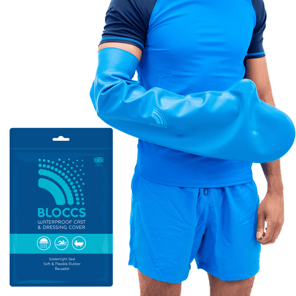 Bloccs 100% Waterproof Cast Covers for Swimming & Shower Arm - Swim Aquatic Therapy Cover, Cast Bag for Bath. Durable Cast Sleeve for Swimming - #ALA72 - Adult Long Arm