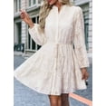 thumbnail image 6 of Womens Long Sleeve Fall Dresses 2025 Button Up Waist with Belt A-Line Mini Dress Casual Fall Winter Dress  S, 6 of 8