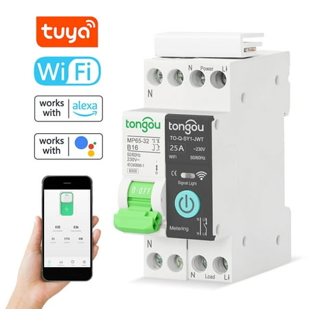 

moobody Wifi Intelligent Circuit Breaker Wireless Remotes Control Mobilephone APP Remotes Viewing Intelligent Home Equipment Timing Countdown Loop Timing Modes Compatible with Home Voice Control
