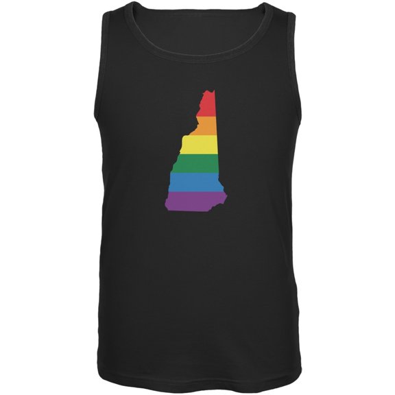 New Hampshire LGBT Gay Pride Rainbow Black Adult Tank Top - 2X-Large