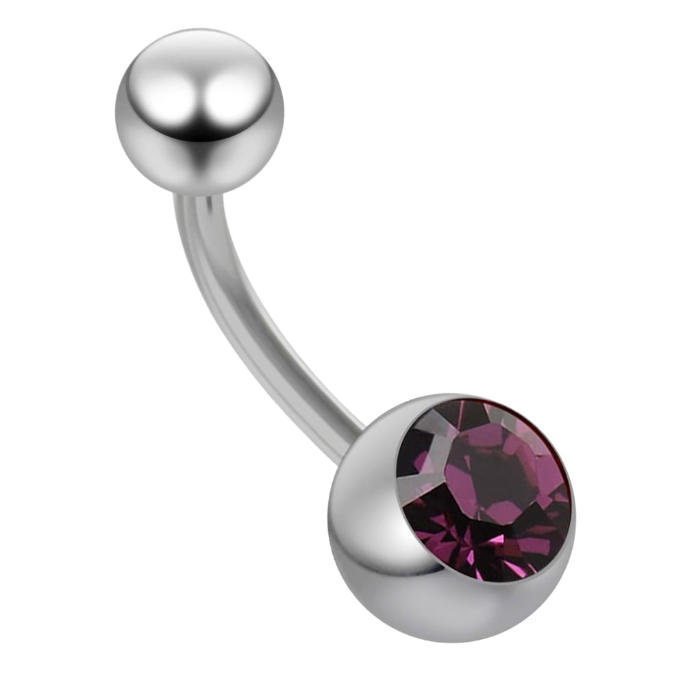 316L Steel Curved Belly Navel Ring 14G 3/8" Crystal AB 316L Steel Curved Belly Navel Ring 14G 3/8" Crystal AB