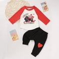 thumbnail image 2 of ZEHJUHAN Toddler Boys' 2-Piece Set, "Heart Breaker" Print Round Neck Long Sleeve T-Shirt and Heart Print Pants Red，6-9M, 2 of 11