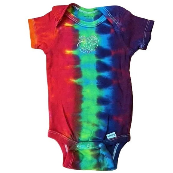 Undee Bandz Baby Girls Tie-Dye Onesie Bling Pink Heart (12Months)