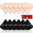 thumbnail image 1 of Dicasser 12 Pieces Pure Cotton Powder, Made of Triangular Wedge Shaped Cotton Velvet Designed for Contouring, Under Eye and Corners,with Strap, Cosmetic Makeup Tool, 1 of 7