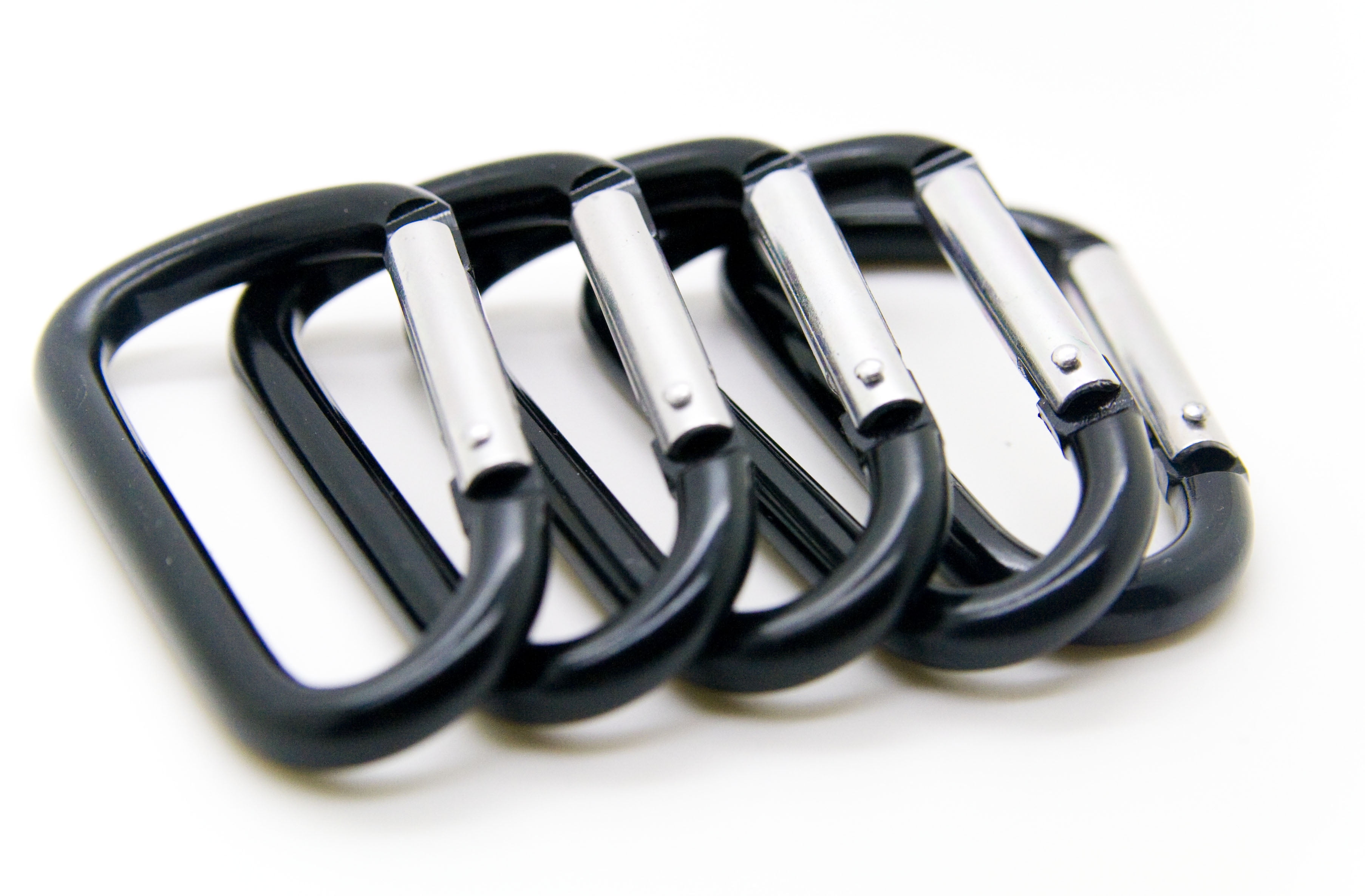 Pack 50 pcs - 3 inch Black Aluminum Carabiner D Shape Buckle Pack, Keychain Clip, Spring Snap Key Chain Clip Hook Buckle