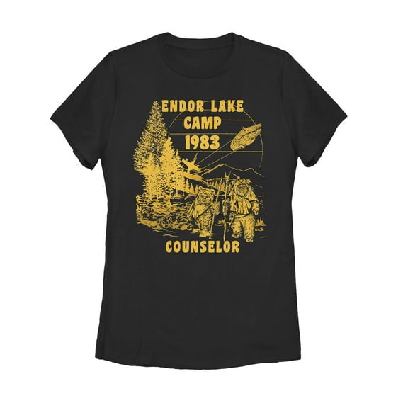 Women's Star Wars Endor Lake Ewok Counselor Graphic Tee Black 2X Large